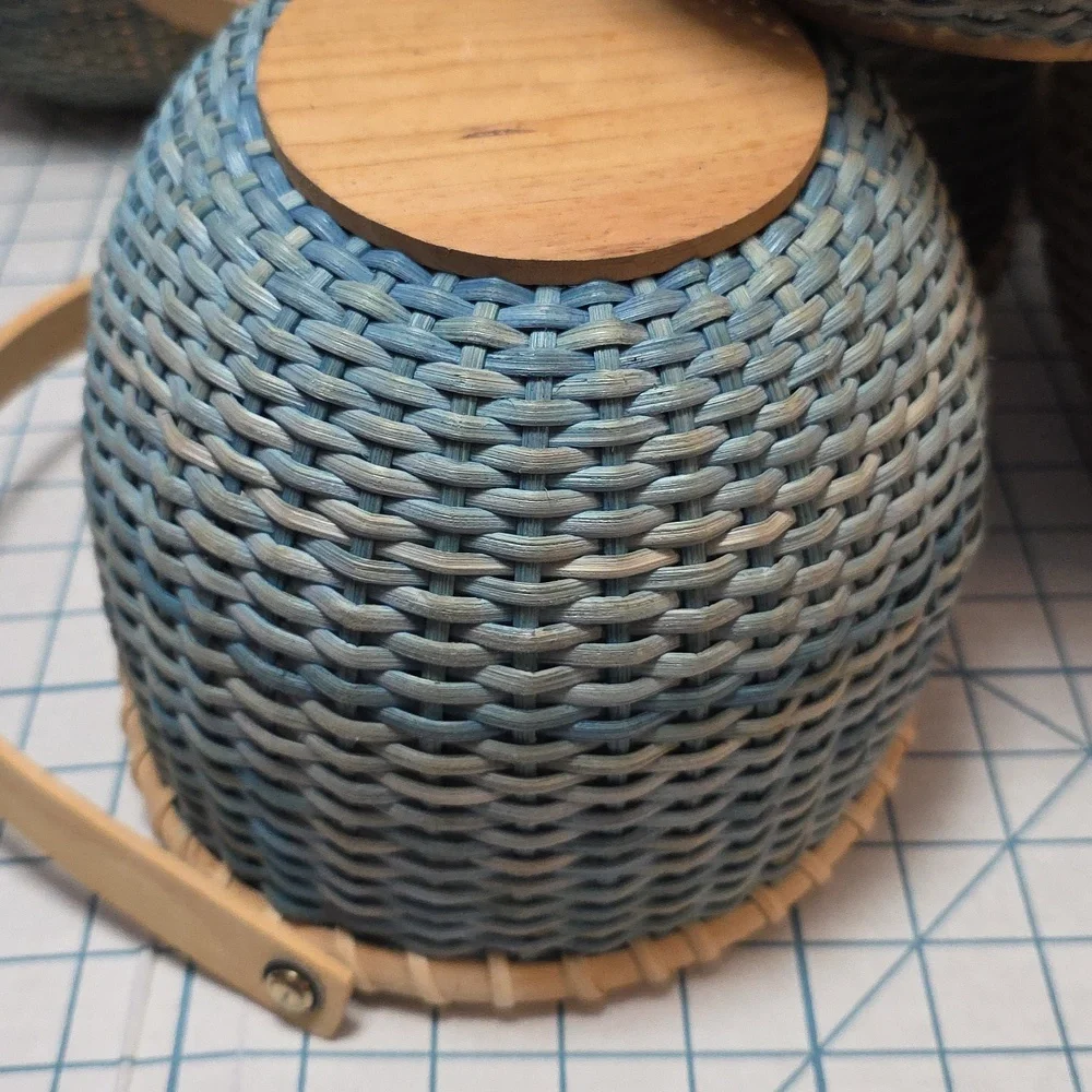 Blue Woven Basket W/Handle, Vintage‎ Yankee Candle Basket, Variegated Blue #2